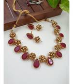 Antique beads ruby  stone necklace with earrings