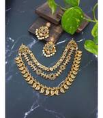 Grand three layers bridal necklace with earrings