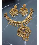 Grand matte chandbali necklace with earrings