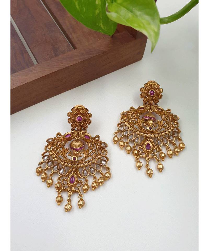 Grand matte chandbali necklace with earrings