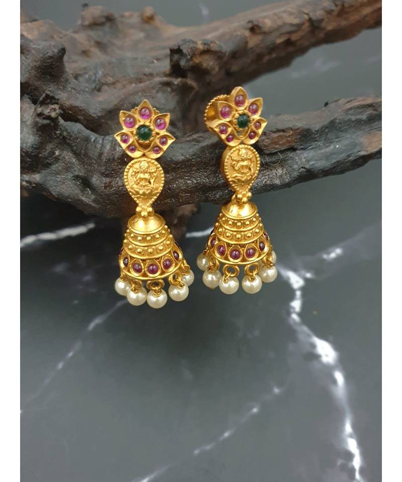 Kasu designer multi stone matte finish necklace with earrings