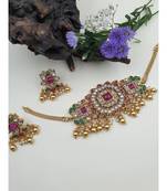Amazing multi stone mini choker with earrings