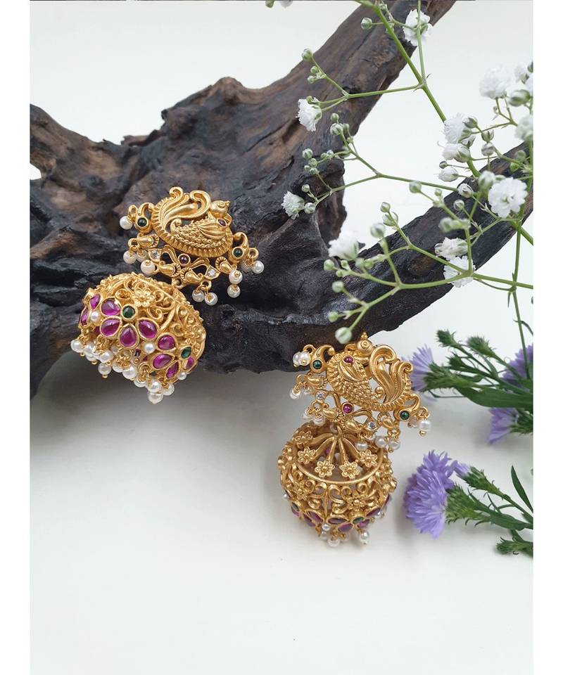 Elegant peacock designer matte jumkha