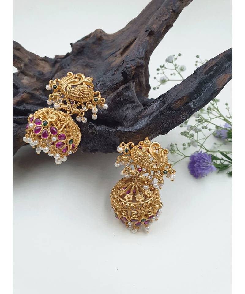 Elegant peacock designer matte jumkha