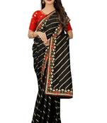 Black embroidered silk saree with blouse