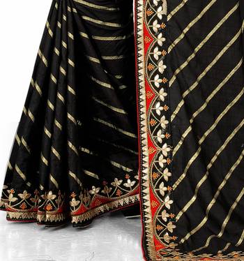 Black embroidered silk saree with blouse 4