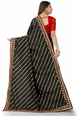 Black embroidered silk saree with blouse 5