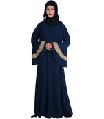 Navy Blue Crepe Embroidered Islamic Eid Abaya