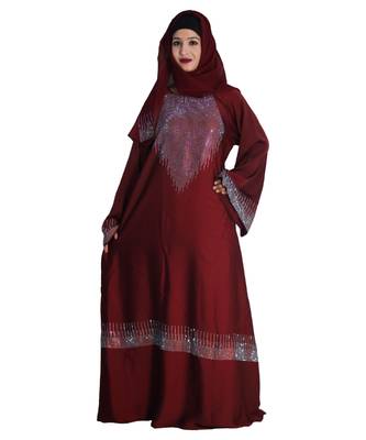 Blue embroidered nida abaya 5