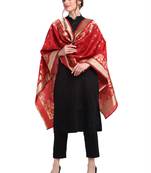Red Art Silk Zari Woven Dupatta