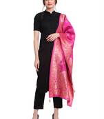 Pink Art Silk Zari Woven Dupatta