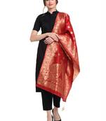 Red Art Silk Zari Woven Dupatta