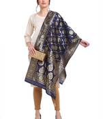Navy Blue Art Silk Zari Woven Dupatta
