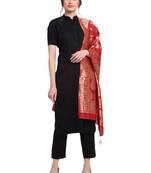 Red Art Silk Zari Woven Dupatta