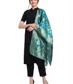 Turquoise Art Silk Zari Woven Dupatta