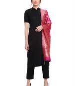 Pink Art Silk Zari Woven Dupatta