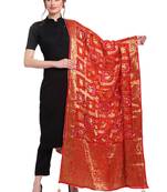 Red Banarasi Woven Dupatta