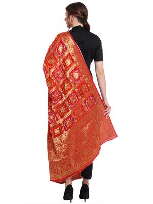 Red Banarasi Woven Dupatta 2