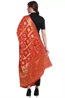 Red Banarasi Woven Dupatta