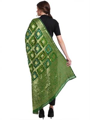 Green Banarasi Woven Dupatta 2