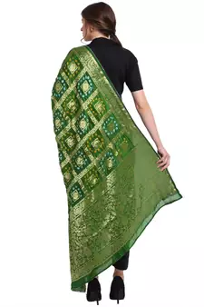 Green Banarasi Woven Dupatta