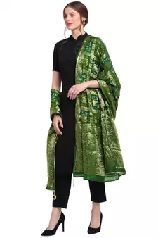 Green Banarasi Woven Dupatta