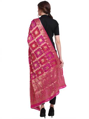 Magenta Banarasi Woven Dupatta 2