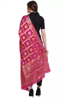 Magenta Banarasi Woven Dupatta