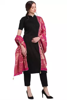Magenta Banarasi Woven Dupatta