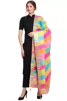 Multicolor Leheriya Cotton Dupatta