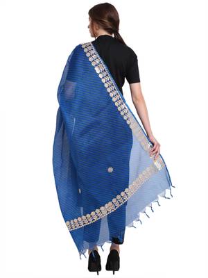 Blue Cotton Stripes Dupatta 2