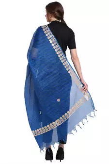 Blue Cotton Stripes Dupatta