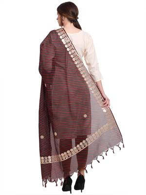 Black Cotton Stripes Dupatta 2
