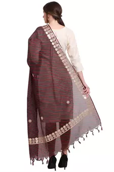 Black Cotton Stripes Dupatta