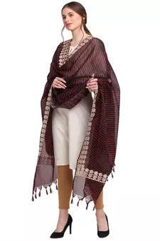 Black Cotton Stripes Dupatta