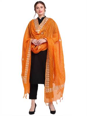 Orange Cotton Stripes Dupatta 1