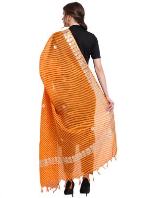 Orange Cotton Stripes Dupatta 2