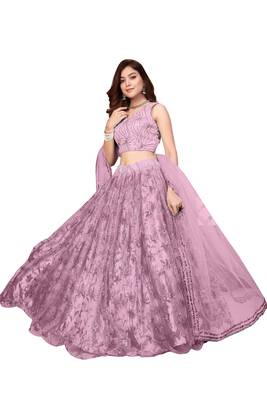 Pink Net With Sequence Embroidery Lehenga Choli  2