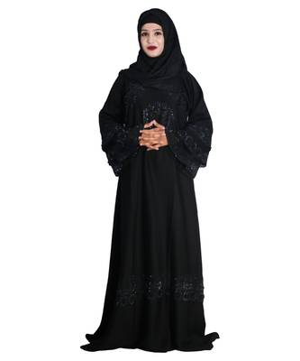 Black embroidered nida abaya 1