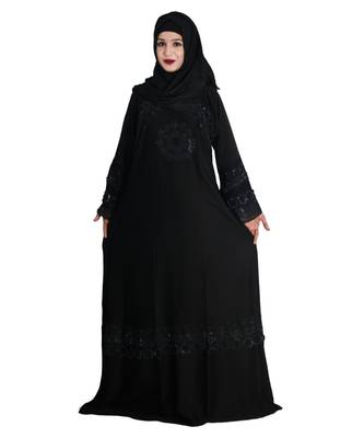 Black embroidered nida abaya 4