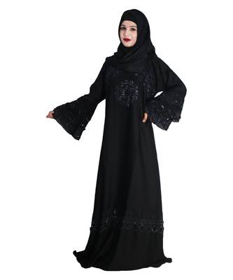 Black embroidered nida abaya 5