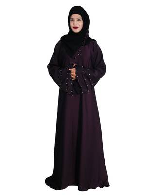 Purple embroidered nida abaya 1