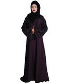 Purple embroidered nida abaya
