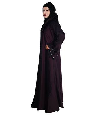 Purple embroidered nida abaya 3