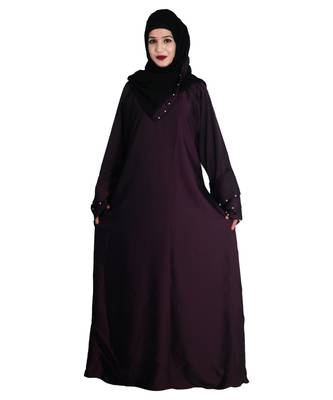 Purple embroidered nida abaya 4