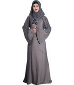Grey embroidered nida abaya