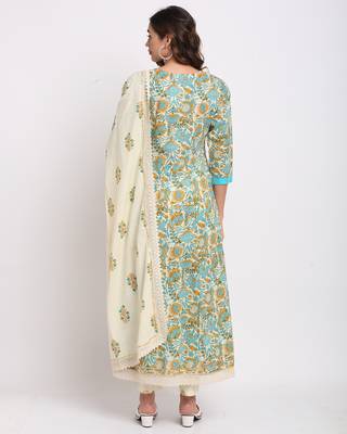 Beige printed cotton ethnic-kurtis 2