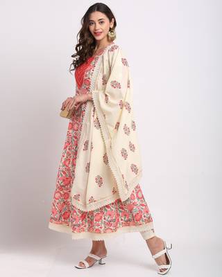 Beige printed cotton ethnic-kurtis 3
