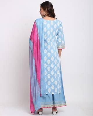 Blue printed cotton ethnic-kurtis 2