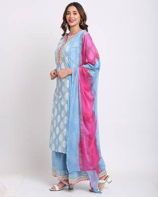 Blue printed cotton ethnic-kurtis 3
